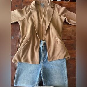Matty M Camel Brown Knit Blazer Jacket – Size XL